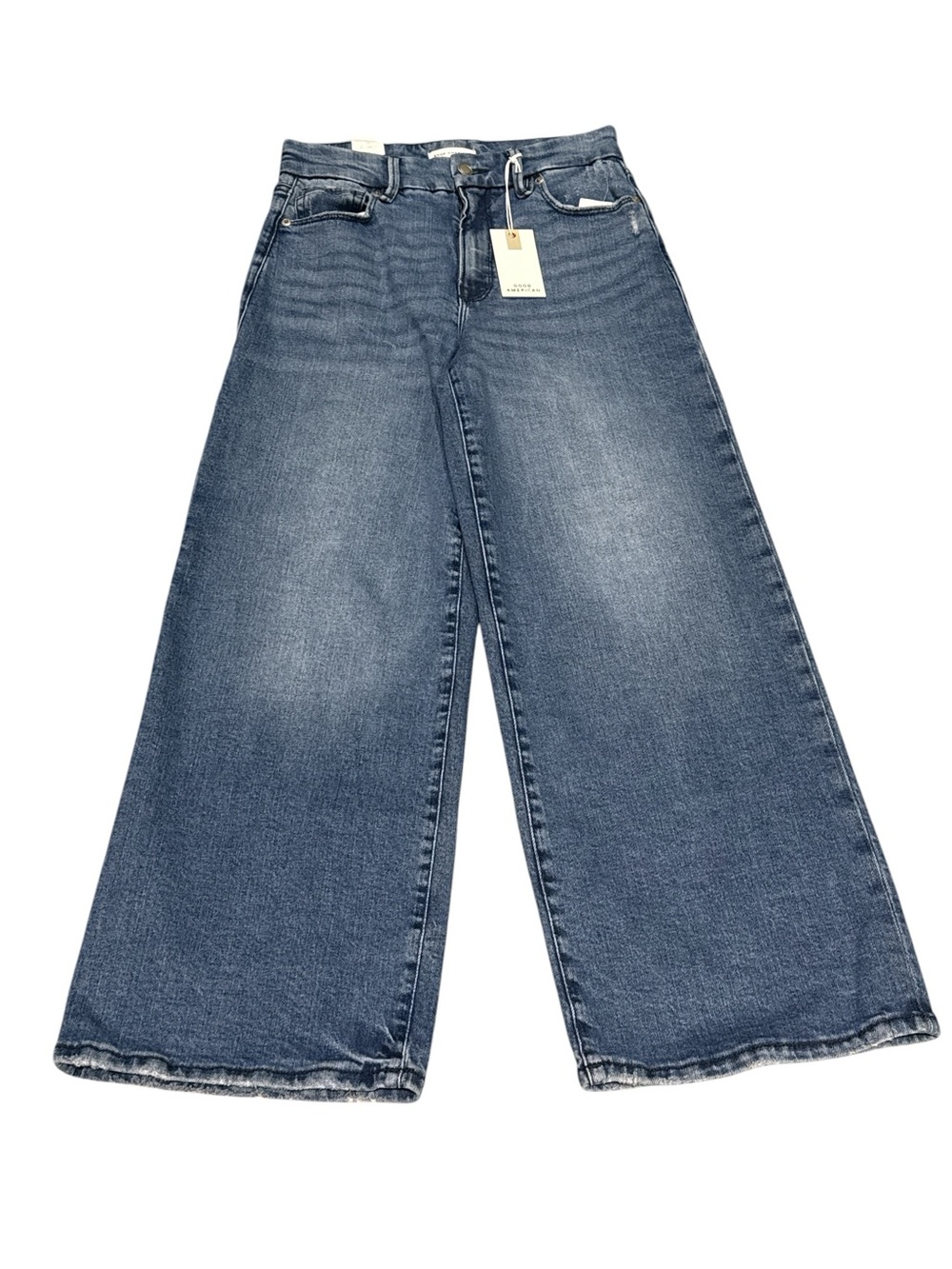 Good American Wide-Leg Denim Jeans in Medium Blue - Picture 2 of 7